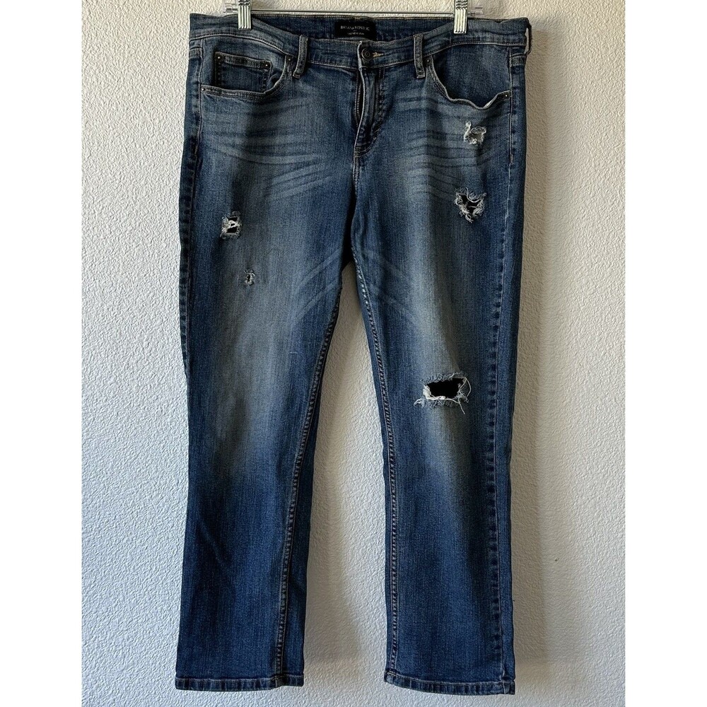 Banana Republic Girlfriend Jeans Distressed Size 31/12 Blue